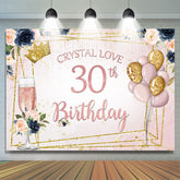 Toile de fond du 30e anniversaire de l'amour en cristal floral et scintillant